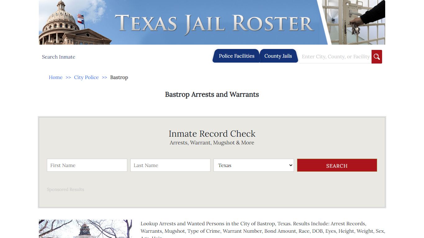 Bastrop Arrests and Warrants | Jail Roster Search